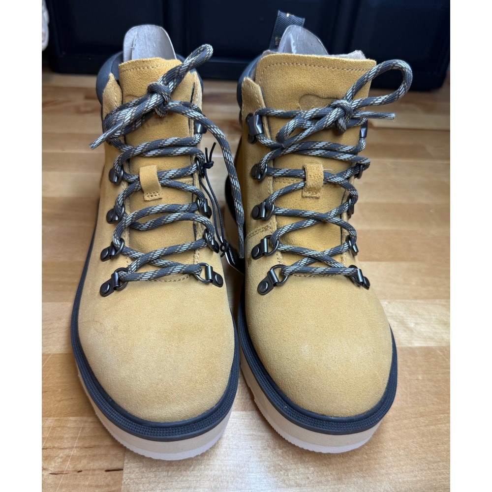 Sorel Womens Hi-Line Hiker Waterproof Suede Combat Ankle Boots Geo Yellow Size 7